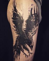 Raven Forearm Tattoo I Love The Style Just The Small Splatters Of Ink And And The Lines Ultracooltattoos Raven Tattoo Hand Tattoos Body Art Tattoos