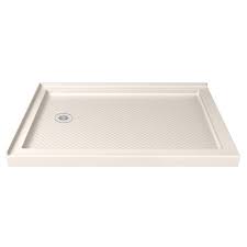 Dreamline Slimline 36 In D X 60 In W Double Threshold Shower Base In Biscuit Color With Left Hand Drain Shower Base Shower Pan Shower Enclosure