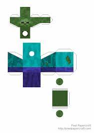 Papercraft Movable Mutant Zombie No Toothpicks Paper Crafts Minecraft Templates Zombie