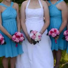 Short Crinkle Chiffon Bridesmaid Dress With Halter David S Bridal Pretty Bridesmaid Dresses Light Blue Bridesmaid Dresses Bridesmaid Dresses