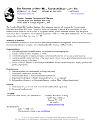 Environmental education (ee) this website provides information about epa activities and programs that support environmental education, including professional development, youth and educator recognition, and grants. Position Summer Environmental Educator