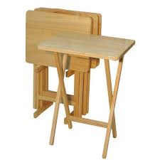 It is sometimes made of durable and lightweight materials, so you can easily lift and put it anywhere. 5 Piece Tv Tray Table Set In Natural 4 Trays 1 Stand Brickseek