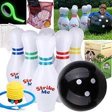 You're gonna be obsessed with this! Giant Inflatable Kids Bowling Set 6 27 Jumbo Inflatable Bowling Pins 1 24 Yard Bowling Ball