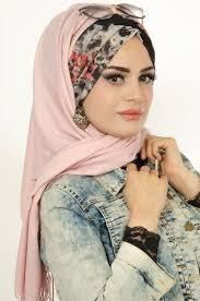 Aise Tesettur Siyah Pudra Desenli Burgu Sal Moda Sal Clothes