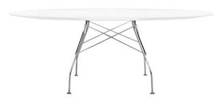 L880 à 1560 x p580 x h420 mm. Table Ovale Glossy Glass Kartell Blanc Made In Design