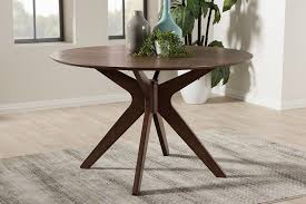 Stylifing modern round dining table baton kitchen round glass top and stainless steel base dining table. Baxton Studio Monte Mid Century Modern Walnut Wood 47 Inch Round Dining Table