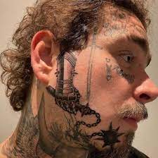 See Post Malone S Massive New Face Tattoo Post Malone Face Tattoo Face Tats