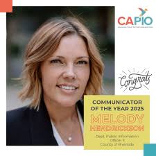 📣 Taking the stage now! 📣 CAPIO is proud to announce @melodyhendrickson  has won the Communicator of the Year Award for 2025! Melody is the Dept.  Public Information Officer II at the