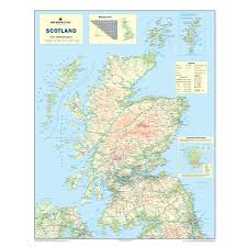 amazon com scotland road map wall map of scotland