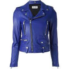 Saint Laurent Classic Motorcycle Jacket 4 265 Liked On Polyvore Featuring Outerwear Jacket Blue Leather Jacket Motorcycle Jacket Designer Leather Jackets
