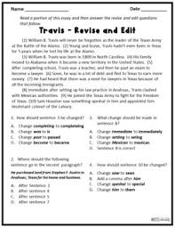 William B. Travis- Texas Reading & Revise and Edit Passages