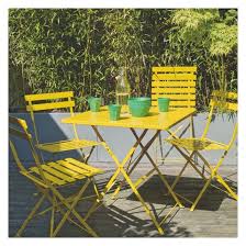 Parc 4 Seat Yellow Metal Folding Garden Table And Chairs Set Buy Now At Habitat Uk Folding Garden Table Garden Table And Chairs Outdoor Furniture Sets