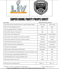 Printable Super Bowl Lv Party Prop Sheet Sports Gambling Podcast Best bets to score 1st touchdown i pick six podcast. printable super bowl lv party prop