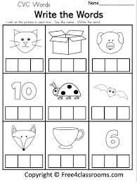 Their task is to match the word with the picture. Free Cvc Words Writing Worksheet Free4classrooms