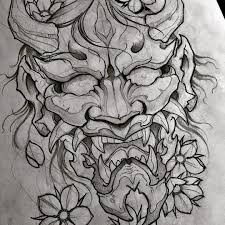 Samurai tattoo design oni mask drawing. Hannya Drawing Hannya Oni Mask Tattoo Design Novocom Top