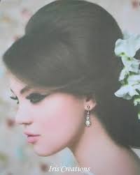 Ref Earrings Noumea Rhinestone White and Pink Powder