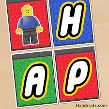 For a printable card, use your home printer to print directly from our site, or download the image or pdf file to print at home any time or take to a local shop for printing. Free Printable Lego Building Block Birthday Banner