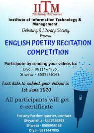 > career counselling sessions for classes. English Poetry Recitation Competition Technology Management Competition Poetry