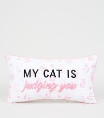 We discuss loft, design, comfort, and more. White My Cat Is Judging You Slogan Cushion New Look