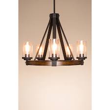 Kichler Barrington 5 Light Distressed Black And Wood Tone Rustic Chandelier In The Chandeliers Department At Lowes Com