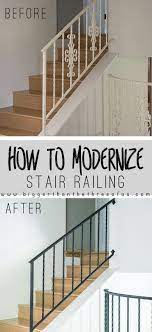 Stair Railing Idea Update Wrought Iron Handrails Stair Railing Home Home Repairs