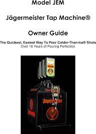 Jagermeister Beverage Dispenser Jem Users Manual
