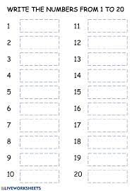 Worksheet on numbers writing for 4th grade math students helps to practice writing big numbers. Writing Numbers 1 20 Worksheet