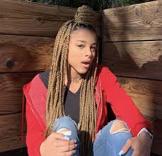 Black And Blue Box Braids On Light Skin Pin By Nika Carrigan On Azlia Williams Braided Hairstyles For Black Women Blonde Box Braids Box Braids Hairstyles
