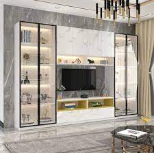 Glass Door Tv Cabinet With Led Light