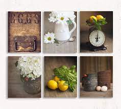 Rustic Yellow Kitchen Set Of Six Rustic Wall Decor Country Kitchen Decor Kitchen Canvas Art