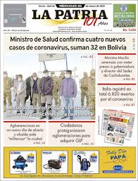 146,211 likes · 45,563 talking about this · 80 were here. Newspaper La Patria Bolivia Newspapers In Bolivia Wednesday S Edition March 25 Of 2020 Kiosko Net
