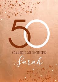 Verjaardagskaart Roestkleur 50 Jaar Sarah Kaartje2go