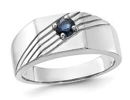 Mens 1/3 Carat (ctw) Dark Blue Sapphire Ring in Sterling Silver | eBay