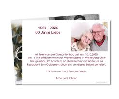 Um den einladungskarten einen netten, persönlichen touch zu geben, macht es sich besonders schön, die karten mit aktuellen fotos des paares zu versehen. Karte Zum Hochzeitsjubilaum Diamantene Hochzeit Planet Cards De