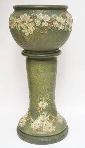 Sold Price Roseville Pottery Dogwood Pattern Jardiniere Pedestal Jardiniere Has 2 Chips And Several Hairlines 30 1 4 Inches High Overall April 5 0116 2 Roseville Pottery Newcomb Pottery Majolica Pottery
