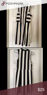 Black White Striped Dress W Zipper In Front Monteau Dress Black And White Vertical Stripes Gold Zipper In Front Never Worn Nwt Black White Striped Dress Striped Dress Black White