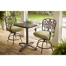 Hampton Bay Edington 3 Piece Patio Balcony Set With Celery Cushions 1410343balped32 The Home Depot Patio Furniture Conversation Set Patio Aluminum Patio