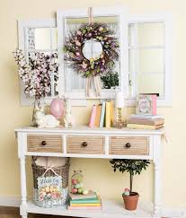 A Beautiful Easter Entryway Is Easily Achieved With Pops Of Pastels And Everyday Decor Entryway Table Decor Entry Table Decor Hallway Table Decor