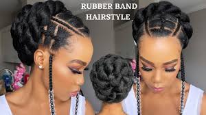 1st, remove the fishtail bracelet out of the tool to the hook, take an orange band and slip your hook in, pinch and pull the end good job! Easy Rubber Band Hairstyle On 4c Natural Hair Protective Style Tupo1 Youtube