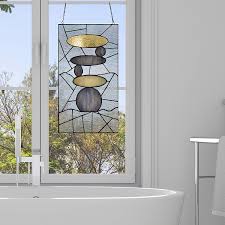 Handcrafted & custom made stained glass. Ukn 18 H Namaste Stained Glass Window Panel Grey Modern Contemporary Transitional Rectangular Nature Includes Hardware Home Decor Home Kitchen Rapidinfrastruktur Com