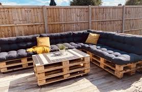 You can paint some of the furniture pallet red to make it a focal point and bold color in your garden decoration. Euro Pallet Garden Furniture Etsy Pallet Patio Furniture Diy Pallet Patio Furniture Palette Furniture