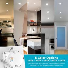Square recessed lighting trim bronzer palettes of winesburg. Luxrite 4 Square Recessed Led Can Lights 5 Color Selectable Dimmable 750 Lumens Wet Rated Baffle Trim 6 Pack Walmart Com Walmart Com