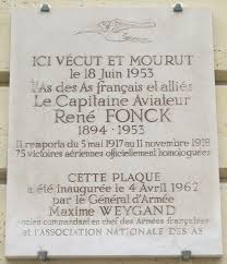 Quelle est cette bataille ? File Plaque Rene Fonck 3 Rue Du Cirque Paris 8 Jpg Wikimedia Commons
