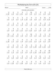The Multiplying By Zero 0 With Factors 1 To 12 100 Questi In 2020 Multiplication Facts Worksheets Printable Multiplication Worksheets Math Multiplication Worksheets