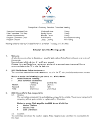 Trampoline & Tumbling Selection Committee Meeting Selection Committee Chair  Chelsea Rainer Voting Elite Committee TUM Rep Be