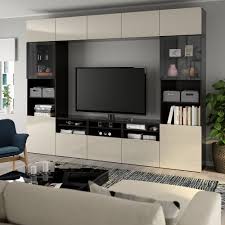 Besta Tv Storage Combination Glass Doors Black Brown Selsviken High Gloss Beige Clear Glass 118 1 8x15 3 4x90 1 2 Find It Here Ikea Tv Storage Living Room Tv Unit Living Room Tv Unit Designs