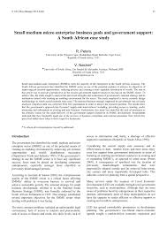 Pdf Small Medium Micro Enterprise Business Goals And Government Support A South African Case Study
