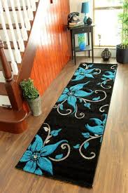 Havana 914 Black And Teal Flower Rug 70 Cm X 240 Cm 2 4 X 7 10 5 Sizes Available The Rug House Http Www Amazon Com D Decor Black And Grey Rugs Flower Rug