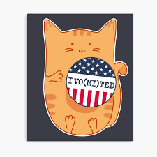 I Voted I Vomited Cat Funny Election Day Sticker Photographic Print By Mindeverykind Redbubble