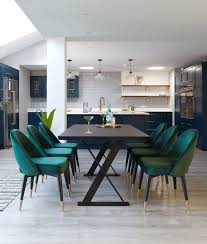 Add Drama To Your Home With Our Clover Velvet Dining Chairs And Dark Oak Nala Dining Table This Velv In 2021 Oak Dining Sets Oak Dining Table Scandinavian Dining Room
